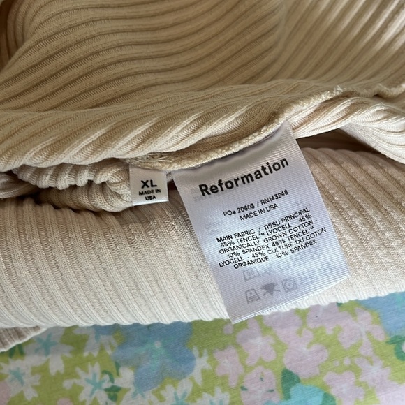 Reformation | Long Sleeve Mock Neck Ribbed Mini Dress Size XL Cream Neutral - Picture 8 of 11